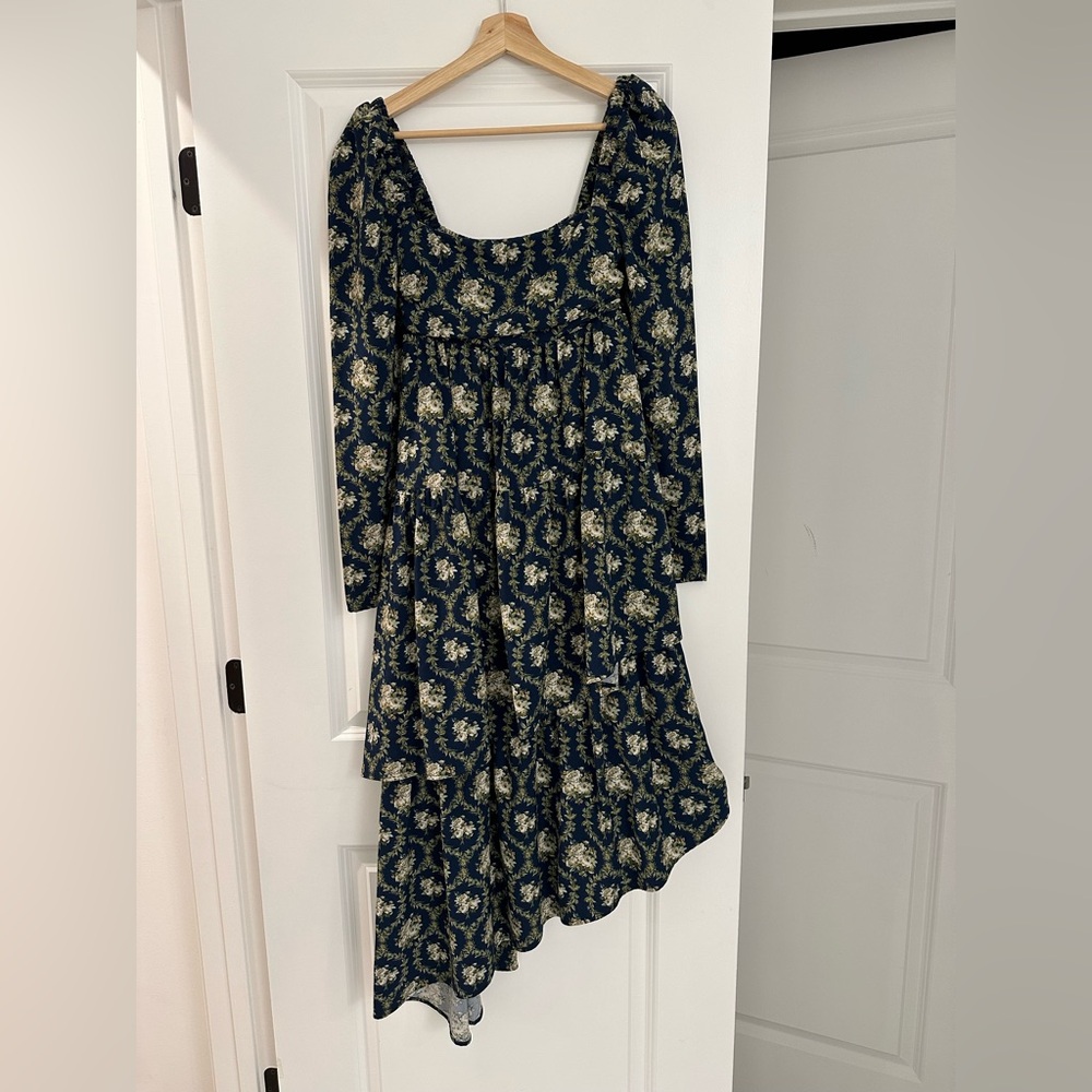 WeWoreWhat Navy and Cream Floral Dress